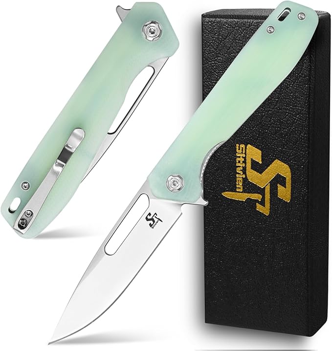 Sitivien ST801 Folding Knife,8Cr18Mov Steel Blade with G10 Handle Pocket Knife EDC Tool Knife for