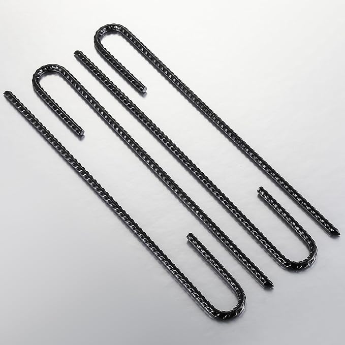 Rebar Stakes U/J Hook Extra Heavy Duty,(10pcs) 12 inch x 1/4 inch Rust Proof Coated Steel Ground