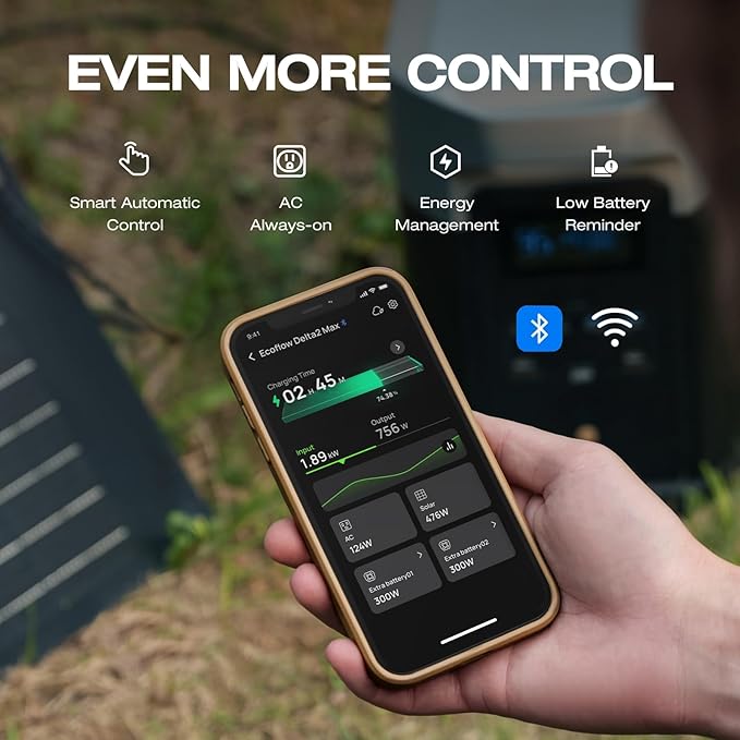 EF ECOFLOW Portable Power Station DELTA 2 Max, 2400W LFP Solar Generator, Full Charge in 1 Hr