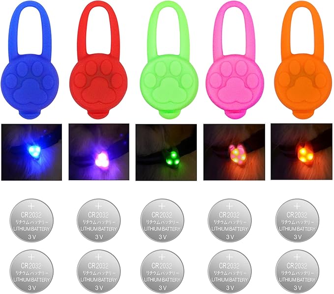 Avando Dog Collar Light, Dog Lights for Might Walking, Waterproof Silicon LED Dog Collar Safety