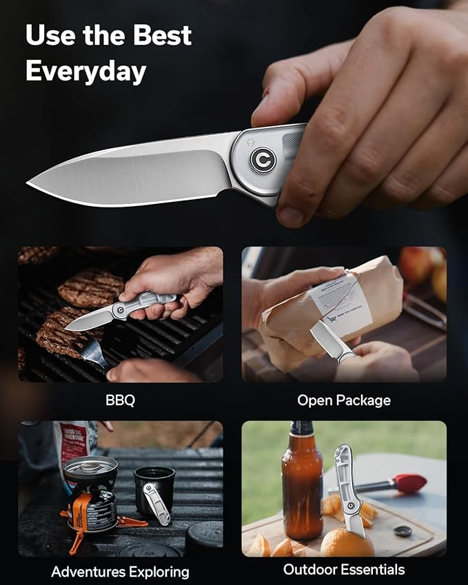 CIVIVI Folding Pocket Knife- Elementum Flipper Knife with 2.96'' D2 Blade Lexan Handle, Ideal for