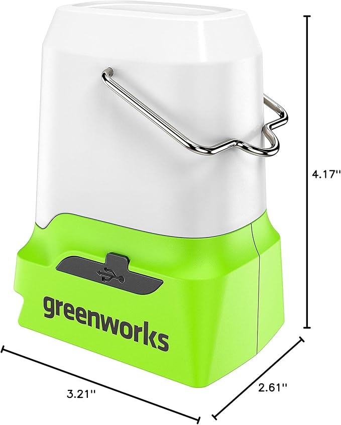 Greenworks 24V Lantern Cordless 500lm Camping Light with USB-A and USB-C Port, tool only