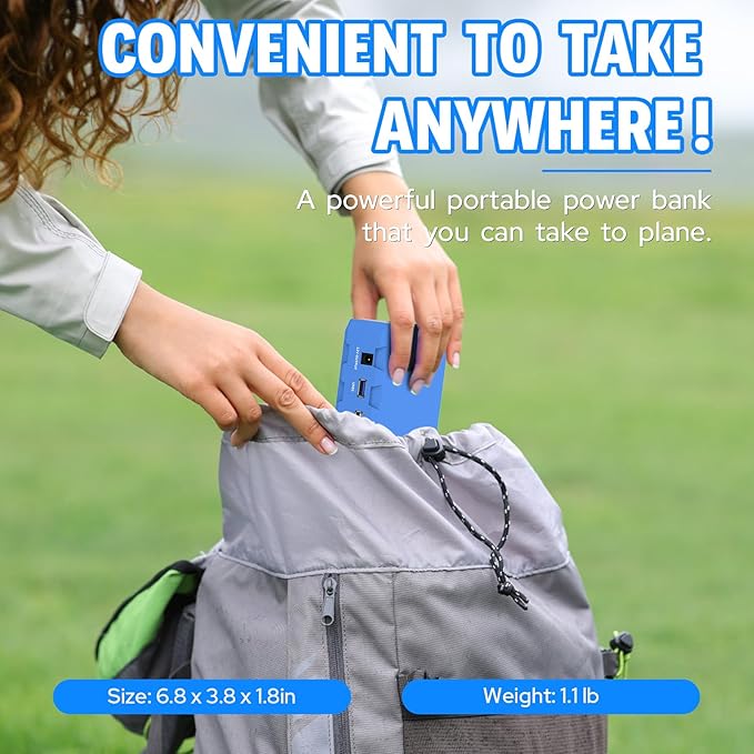 Portable Power Station with AC Outlet, Powkey 65W/110V External Battery Pack 24000mAh/88.8Wh Power