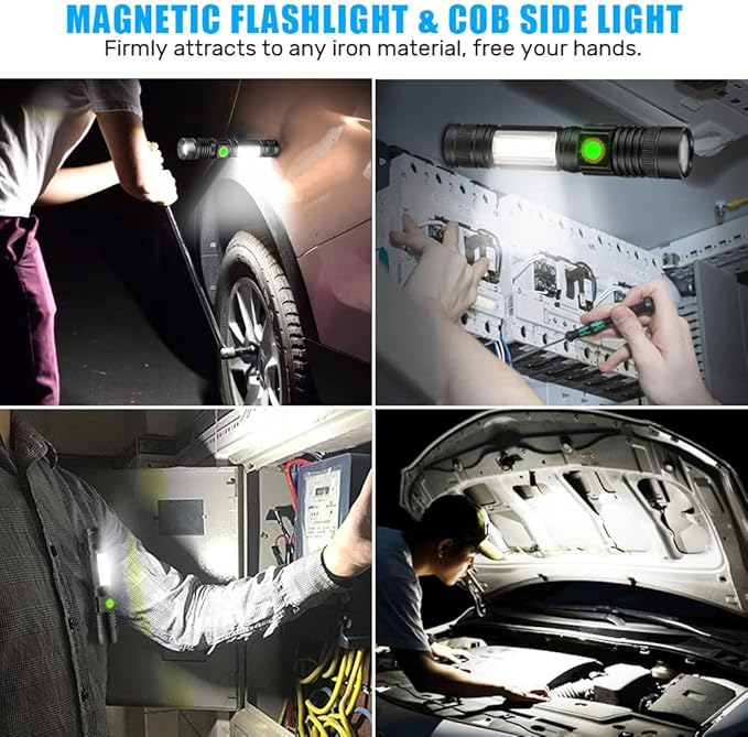 Rechargeable LED Flashlights, Magnetic Flashlight Super Bright Tactical Flashlight with