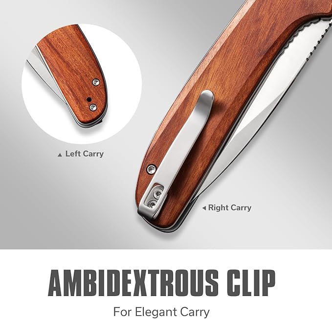 CIVIVI Primitrox Folding Knife for EDC, Flipper Pocket Knife with 3.48" Nitro-V Blade Wood Handle