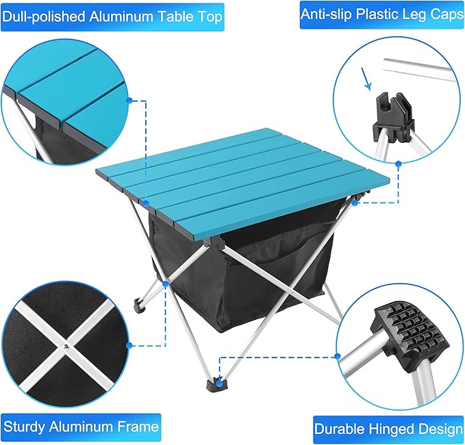 Grope Portable Camping Table Ultralight Aluminum Camp Table with Storage Bag,Beach Table for Sand