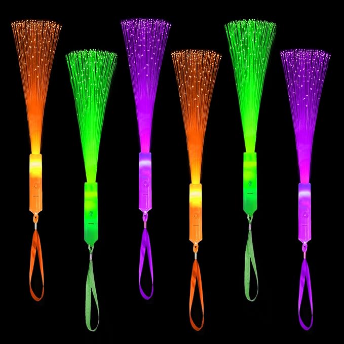 Halloween Glow Sticks Toys Gifts for Kids-6 Pack, Light Up Fiber Optic Wand for Toddlers, Fun