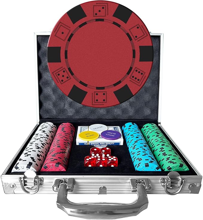 Poker Set 200-pcs with Aluminum Carrying Case & 11.5g Professional Weight Chips 2 Decks Plus 5