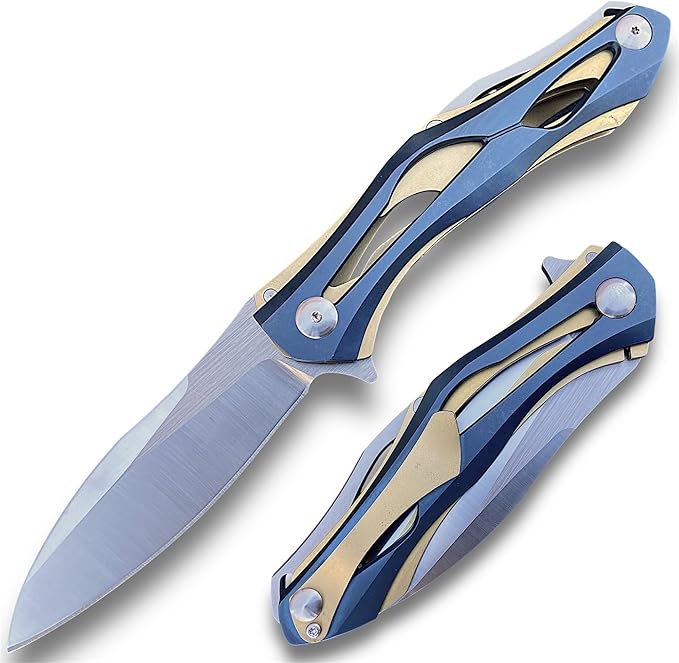 TACTICAL GEARZ Premium Stainless Steel Folding Knife, Stainless Steel Handle, D2 Steel Blade (Ronus