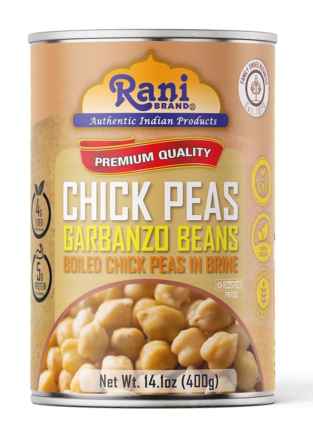 Rani Chick Peas, Garbanzo Beans (Boiled Chick Peas in Brine) Kabuli Chana 14oz (400g) ~ Easy Open