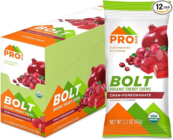 PROBAR - BOLT Organic Energy Chews, Cranberry Pomegranate, Non-GMO, Gluten-Free, USDA Certified