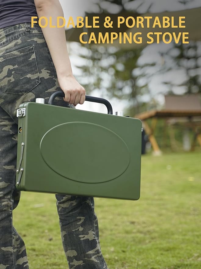ONLYFIRE Portable Camping Stove 2-Burner, Propane Camp Stove with Foldable Legs, Camping Grill