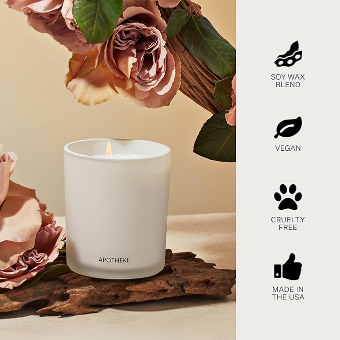 Apotheke 3-Wick Scented Candles for Home, Santal Rock Rose - 26 oz Soy Wax Jar Candle Gift for