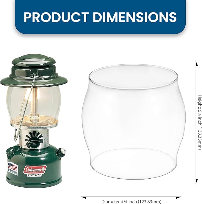 American Mantle Lantern Globe Replacement Height: 5¼" (133.35mm) Diameter 4 7⁄8" (123.83mm) | Clear