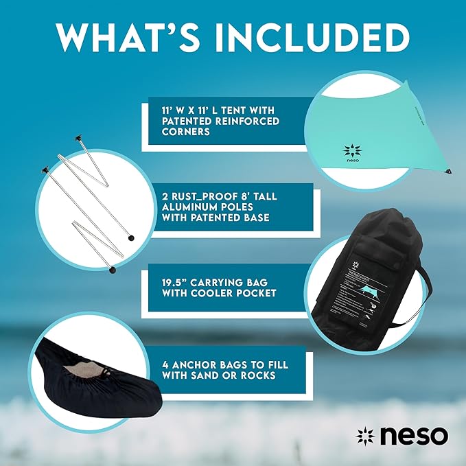 Neso Gigante - Portable Beach Tent - Ideal to Enjoy with Family and Friends - UPF 50+