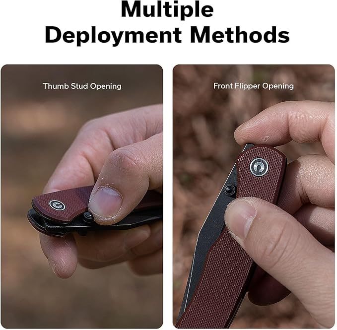 CIVIVI Clingman EDC Pocket Folding Knife with Titanium Reversible Clip, 2.99" Nitro-V Blade G10