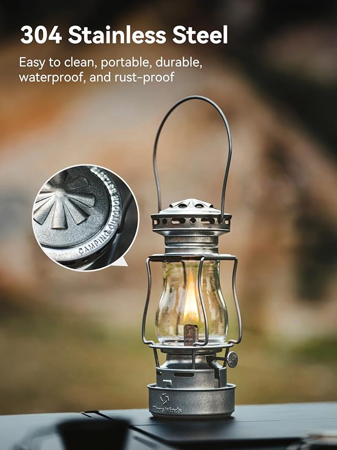 Fuel Lantern, Outdoor Kerosene Fuel Lamp, Weather Resistant, for Camping Hiking Patio Picnic, Brass