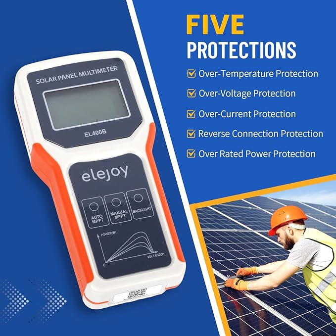 400W Solar Panel Tester Photovoltaic PV Multimeter with MPPT, 12-60V Voc, 0-20A Isc, Battery-Free