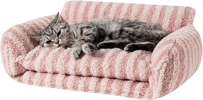 Hollypet Cat Bed Fluffy Plush Mutifuctional Double-Layer Soft Pet Couch Orthopedic Sofa Nest Beds