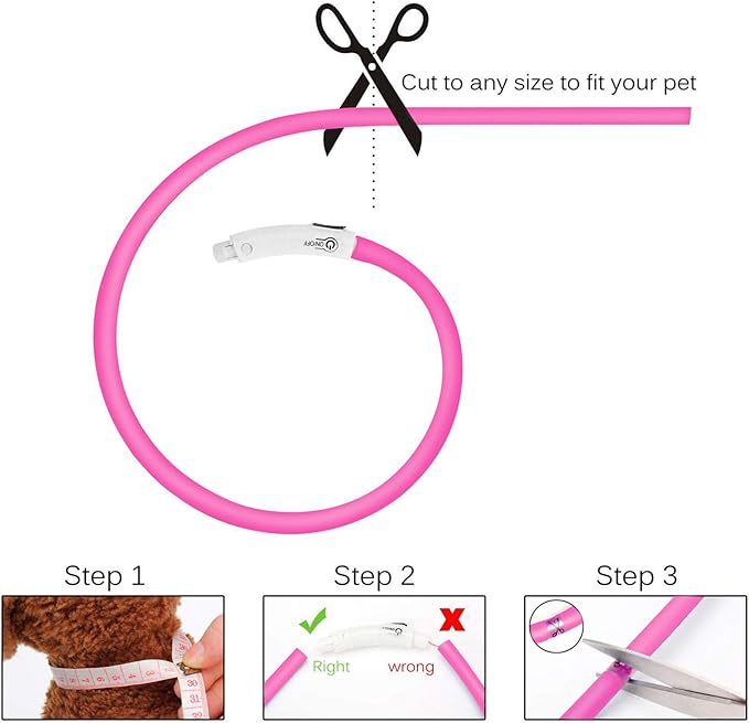LED Dog Collar,USB Rechargeable Glowing Dog Collars, Light Up Collar Improved Pet Safety