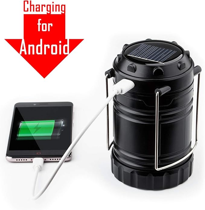 4 Pack Solar Lantern Camping Essentials Lights, LED USB Rechargeable Flashlight for Power Outages