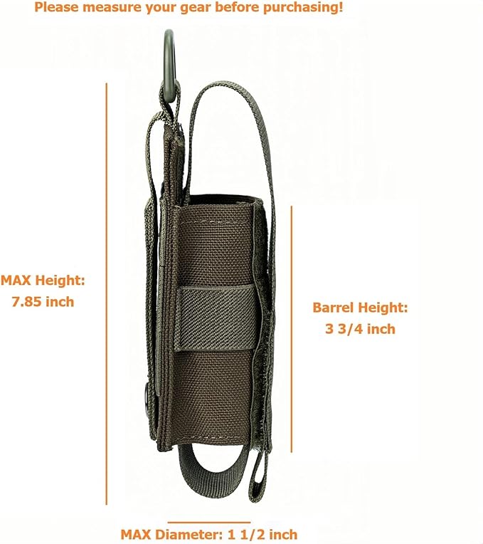 Tactical Flashlight Holster MOLLE Torch Holder MK4 OC/Mace Pepper Spray Canister Carrier EDC Flash
