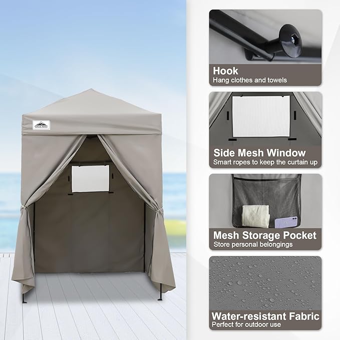 EAGLE PEAK Flex Ultra Compact 5x5 Pop-up Canopy, Sun Shelter, Changing Room, Portable Privacy
