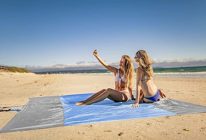 WEKAPO Beach Blanket Sandproof Waterproof, Extra Large Beach Mat, Oversized & Compact Sand Free Mat