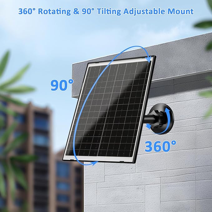 Zivif Solar Panel for Security Camera, 10W Solar Charger Compatible with Battery-Powered Camera