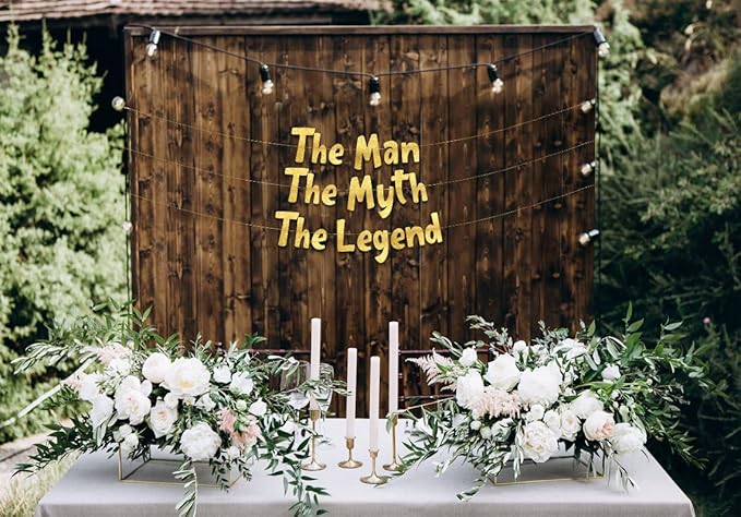 The Man The Myth The Legend Gold Glitter Banner – Men’s Birthday, Bachelor Party, Retirement Party