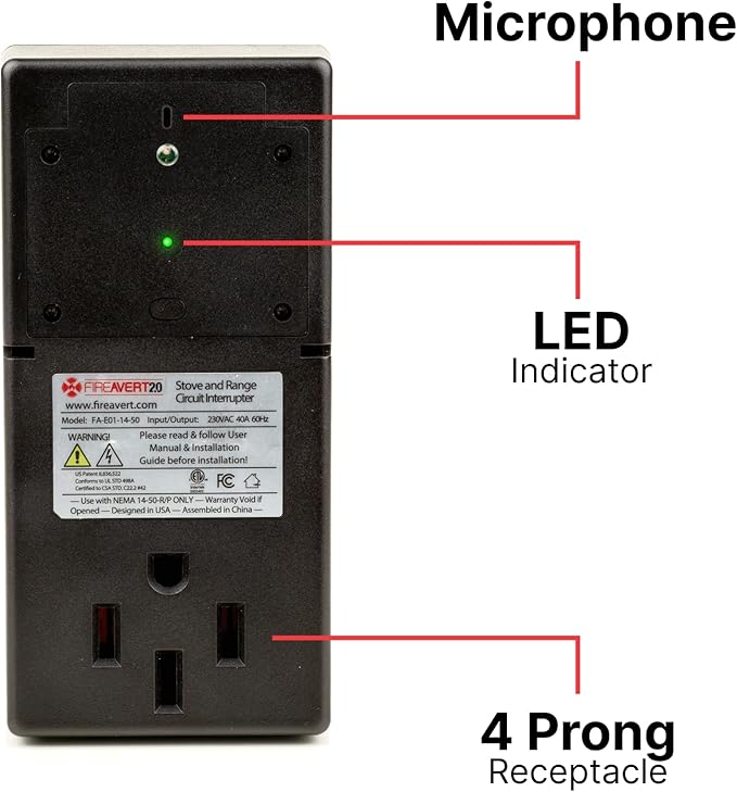 Electric Auto Stove Shut-Off Safety Device (3 or 4 Prong) - As Seen On Shark Tank (4-Prong)