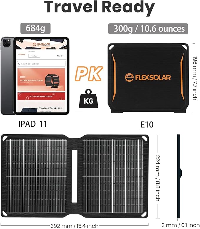 FlexSolar 10W Portable Solar Chargers 5V USB Small Power Emergency ETFE Panels Foldable IP67