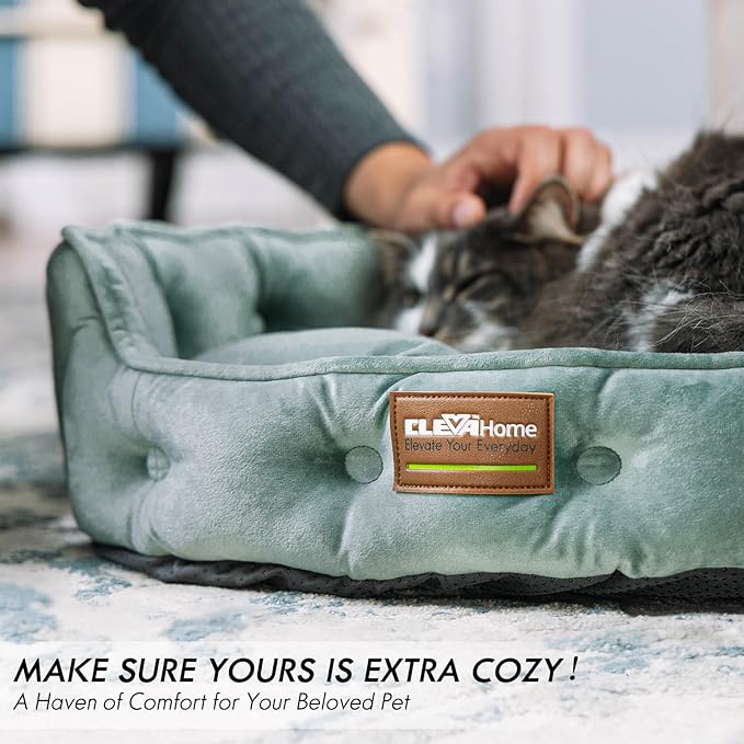 ClevaHome Cat Dog Bed for Small Pets up to 15lbs - Round Cat Beds for Indoor Cats, Machine Washable