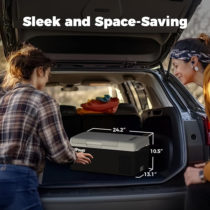 Setpower FC15 Portable 12v Refrigerator, -4℉-68℉ Fast Cooling Car Refrigerator, 15L/15.8Qt Car