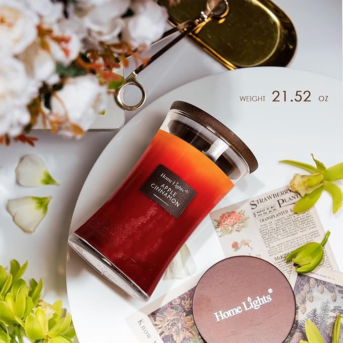 HomeLights 3-Layer Candles for Home Scented, 21.52 OZ Natural Soy Wax Scented Candles Burns Up to