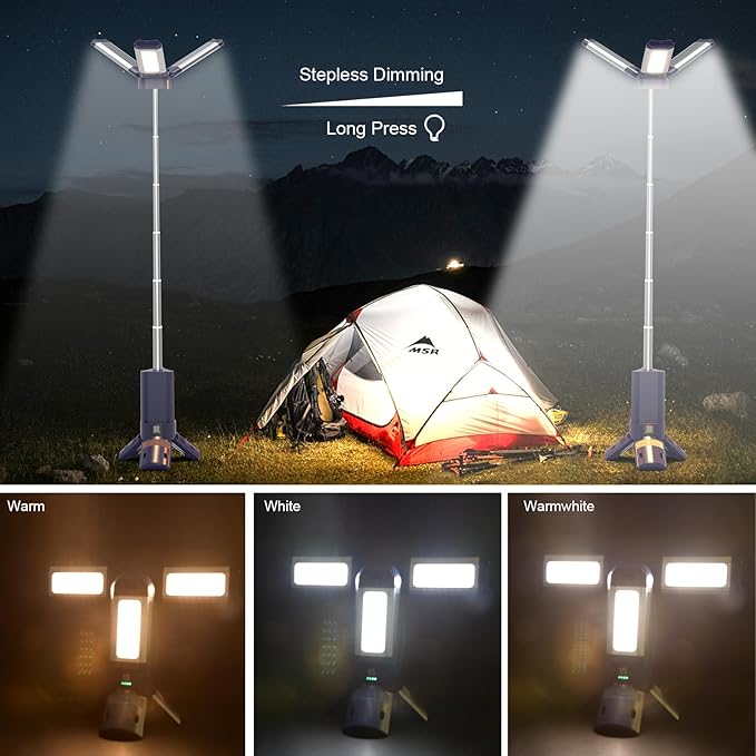 10000mAh Rechargeable 4000LM Camping Light Telescopic Camping Lantern , 270° Rotating Aluminum