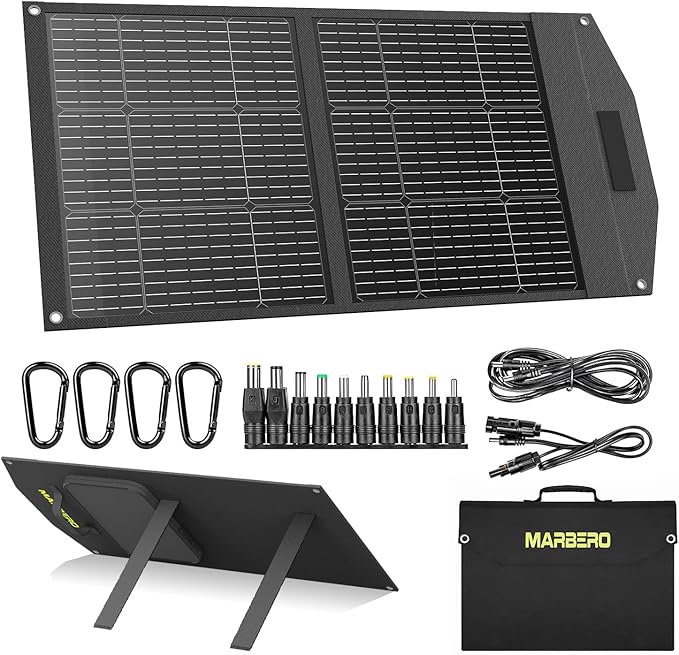 MARBERO 100W Portable Solar Panel 100 Watt Foldable Solar Panel for Power Station with USB & DC 18V