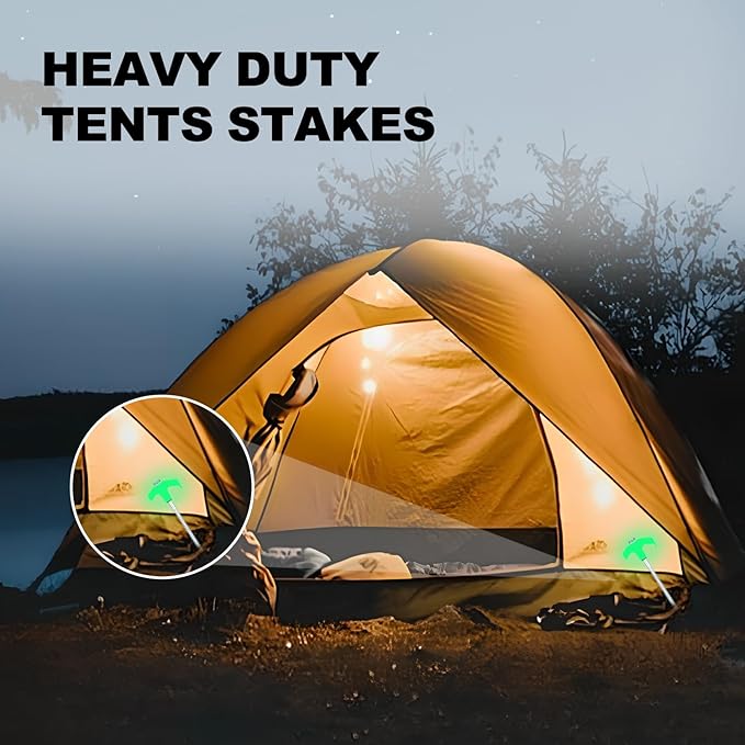 12 Pack Screw in Tent Stakes Heavy Duty,8 Inch Ground Anchors Screw in,Metal Stakes with Hex Head