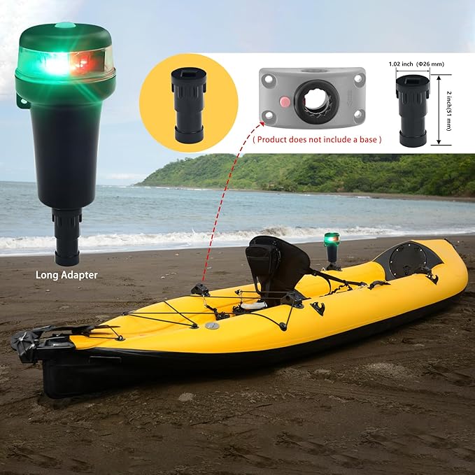 Kayak Battery Portable Navigation LED Lights Multi- Adaptors 3AA Battery Inflatable Boat Surface