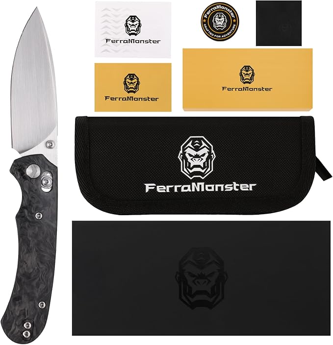 Folding Pocket Knife,3.31” M390 Blade,Erogonomic Titanium Handle,Hunting Survival Knife,EDC Knife