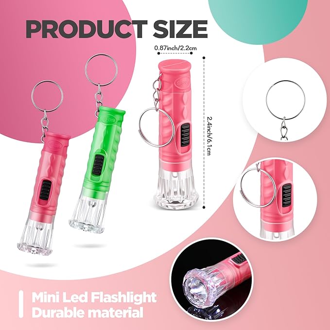 Jexine 150 Pcs Mini Flashlight Keychain, Assorted Colors Portable LED Flashlight, Handheld Plastic