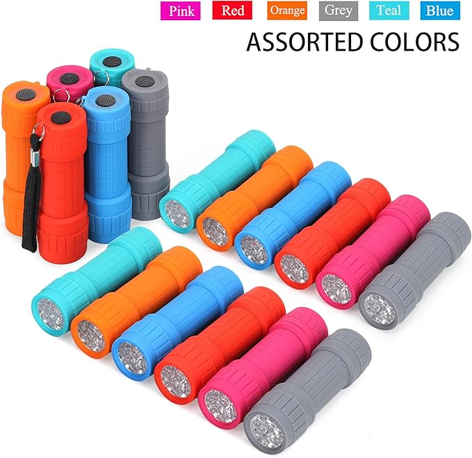 FASTPRO 18-Pack, 9-LED Mini Flashlight Set, AAA Batteries are Included and Pre-Installed, Perfect