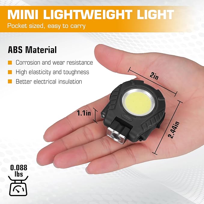 EverBrite COB Keychain Work Light, 2 Pack Rechargeable Keychain Light with Sensor Mode, Mini