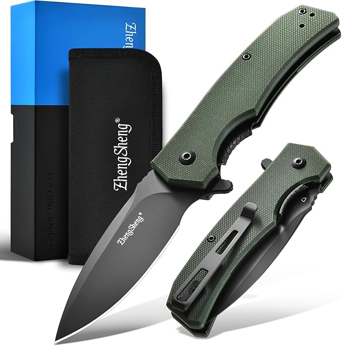 Praxis Pocket Knife, 2.9" D2 Steel Folding Knife with G10 Handle PVD Titanium Coating Blade