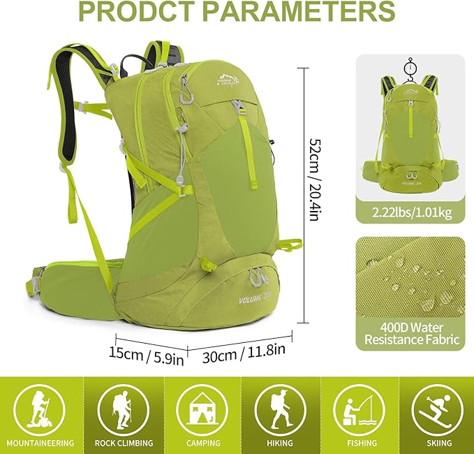 Hiking Backpack, Waterproof Hiking Daypack with 3L Water Bladder and Rain Cover, Lightweight Travel