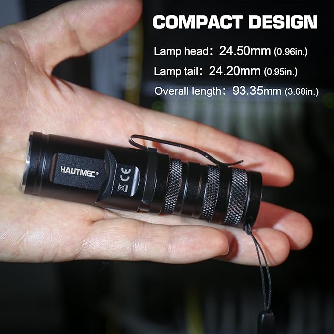 HAUTMEC 1400 Lumen Rechargeable Flashlights LED EDC Flashlight with 90 Degree Flashlight Swivel