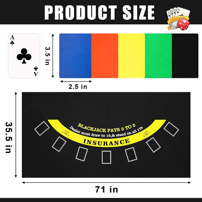 Aoriher Blackjack Game Combo Set, Include Blackjack Layout Felt,Shoe 6 Deck Automatic Card Shuffler