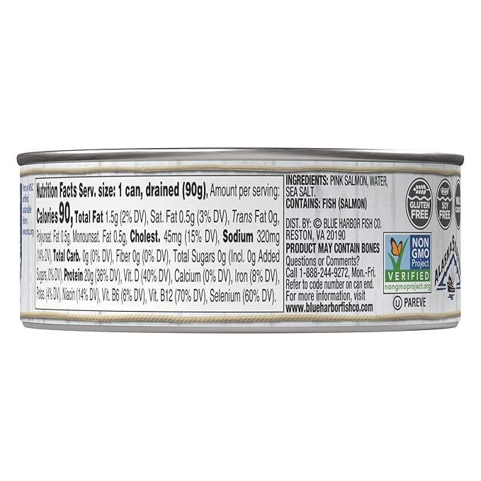Blue Harbor Fish Co. Wild Pink Salmon in Water with Sea Salt - 5 oz Can (Pack of 12)