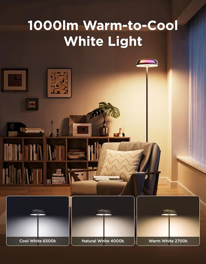 Govee Uplighter Floor Lamp for Living Room, RGBIC Ripple Projector, Floor Lamp for Bedroom Works