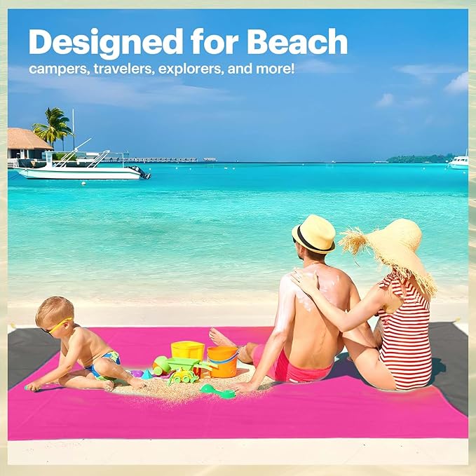 EASYFUN Beach Blanket Sandproof Oversized, 79''×83'' Extra Large Beach Mat, Portable Picnic Mat for